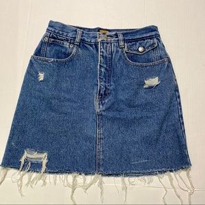 VINTAGE CALVIN KLEIN DISTRESSED DENIM SKIRT